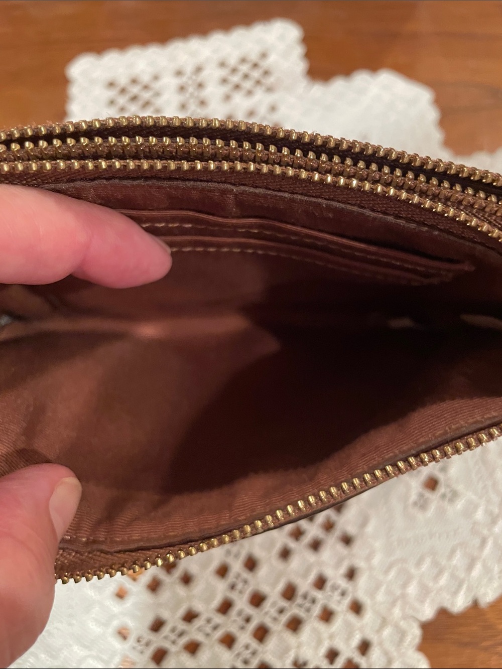 Coach Brown Pebbled Leather Zip Pouch - Picture 5 of 6